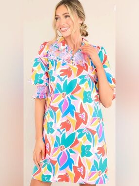 Woman’s Fate Remember The Journey Rainbow Floral Print Mini Dress